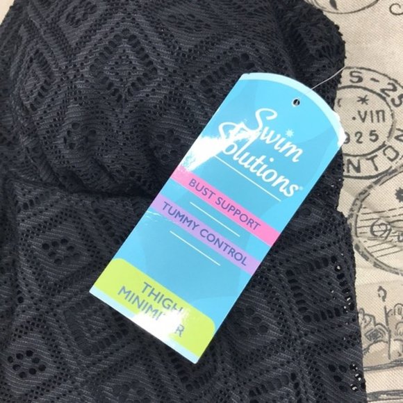 Swim Solutions Crochet Tummy-Control Swimdress - Picture 6 of 11